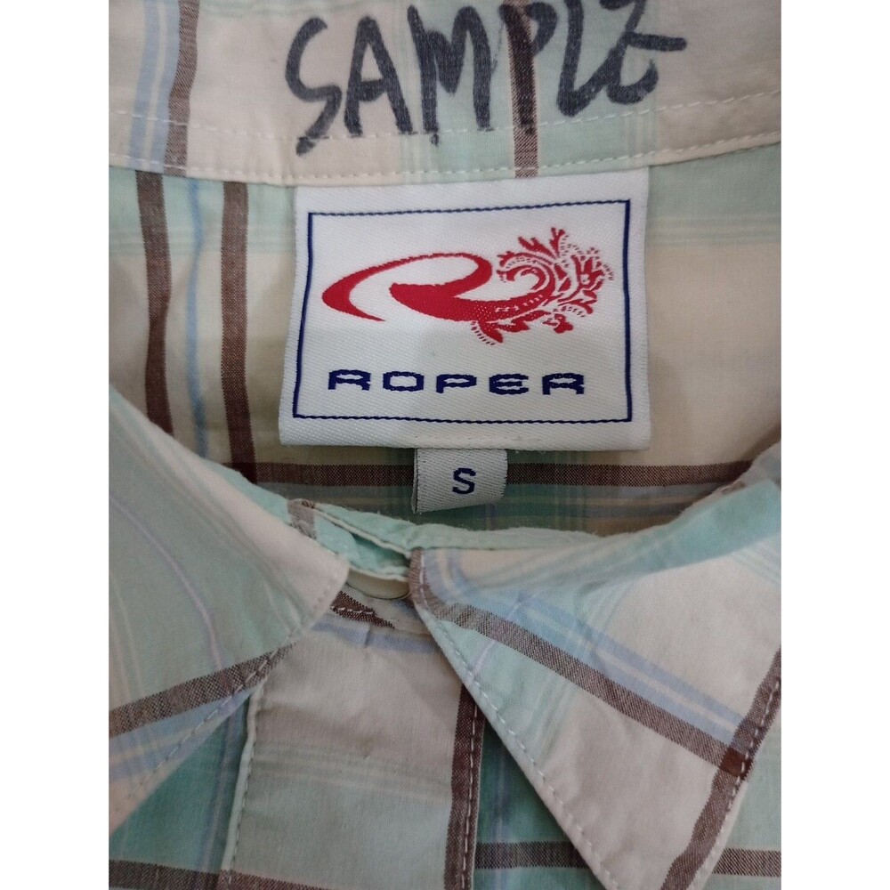 Roper Girls Pearl Snap Western Long Sleeve Shirt Blue & Gray Shimmer Size S - Picture 7 of 8